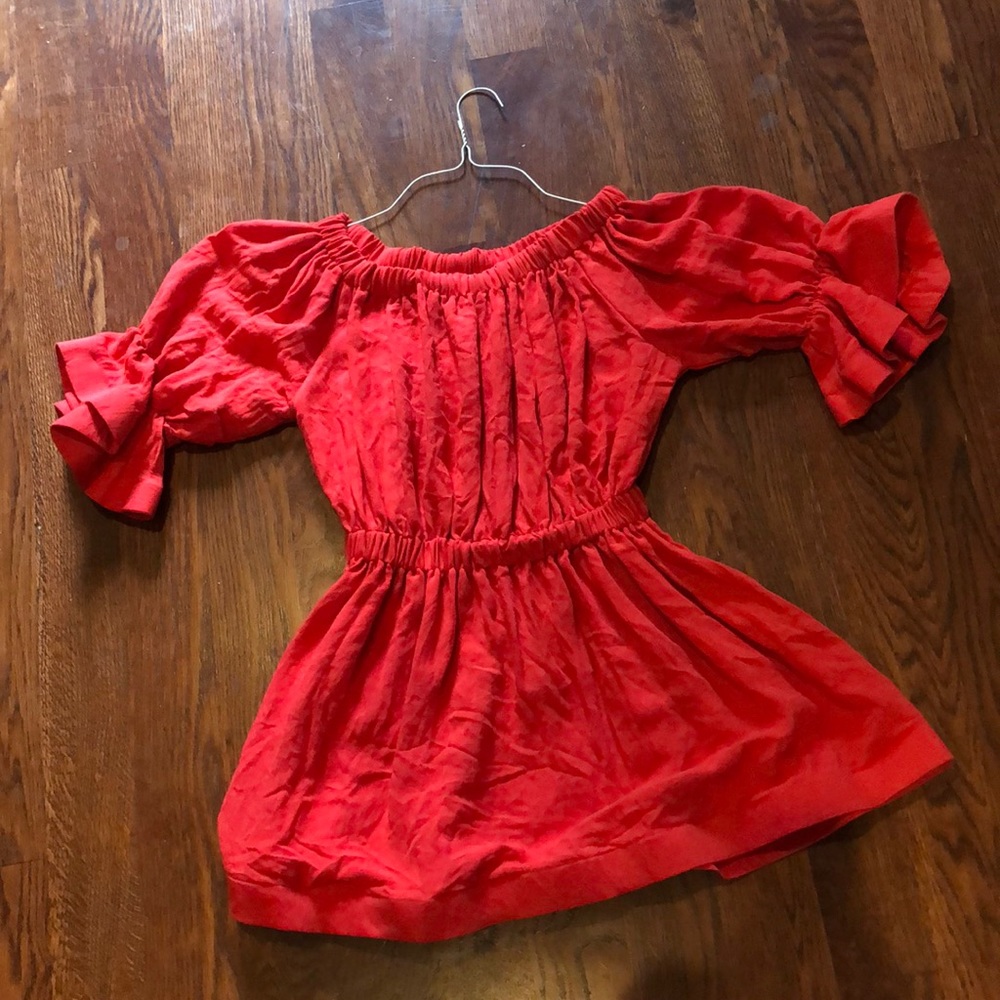 Red linen dress